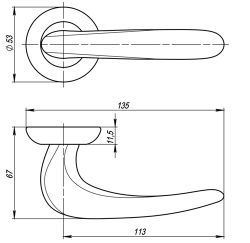 Ручка раздельная FUARO CAVA SN/CP-3 мат.никель/хром (квадрат 165) /62501/