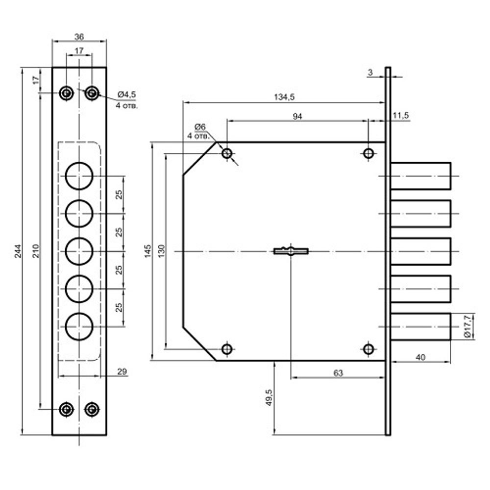 Замок врезной BORDER 72260 K8-6 (ключ 120) /39821/