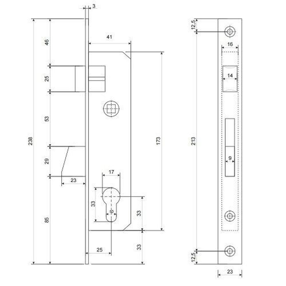 Замок врезной apecs 7600 25 ni