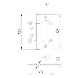 Петля универсальная без врезки AJAX 100/P-2B 100x2,3 GR графит /58223/ (1 шт)