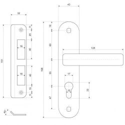 Замок врезной APECS 1623 AC медь