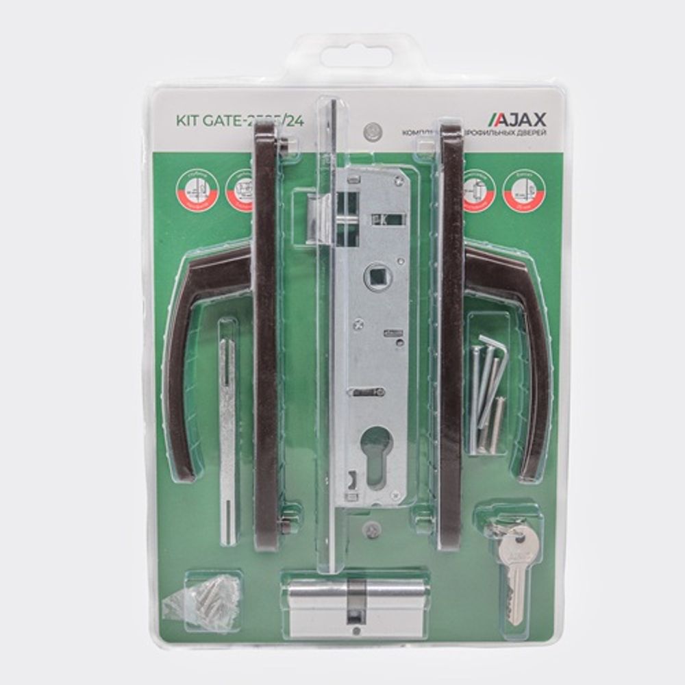 Корпус врезного замка с ручкой AJAX KIT GATE-2585/24 BR коричневый /63977/