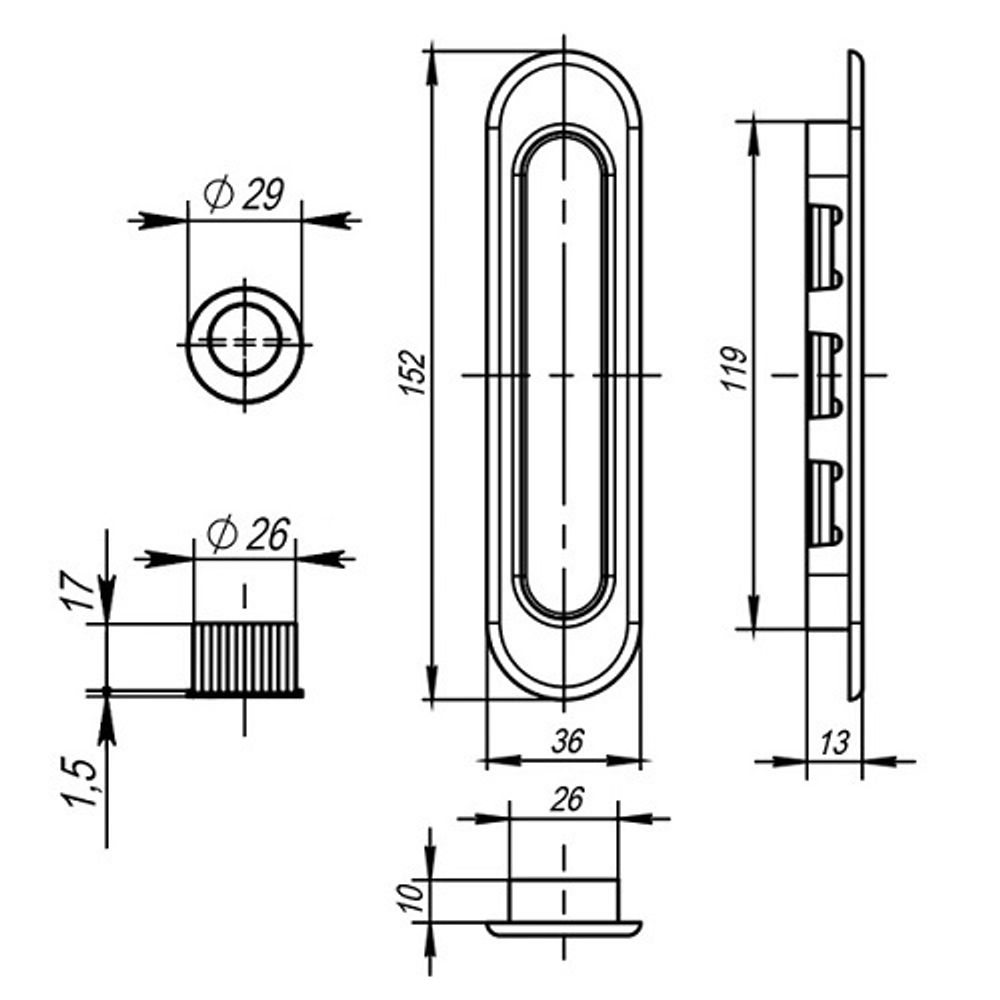 Ручка для раздвижных дверей ARMADILLO SH010 MWSC-33 Итальянский тисненый /45137/