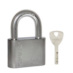 Замок навесной FUARO PL-15-50 Nickel диск. 4 кл. БЛИСТЕР /42285/