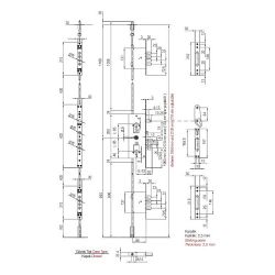 Замок врезной цилиндровый KALE KILIT мультисистемный 256 с тягами