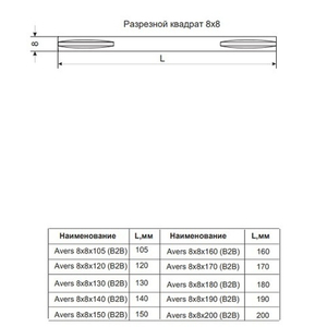 Квадрат разрезной AVERS 8х8х200 мм