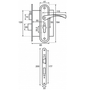 Замок врезной VETTORE 5523-2 AB бронза