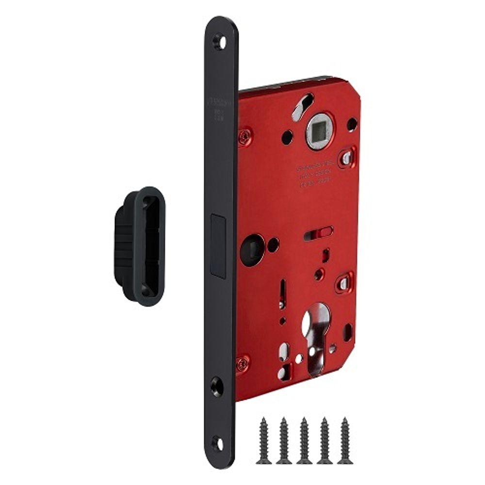 Защелка врезная магнитная под цилиндр FUARO M85C-50/BL INOX BL-24 черный /60277/