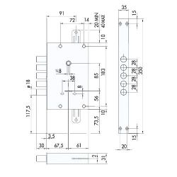 Замок врезной сувальдный CISA 57.525.48 /7043/