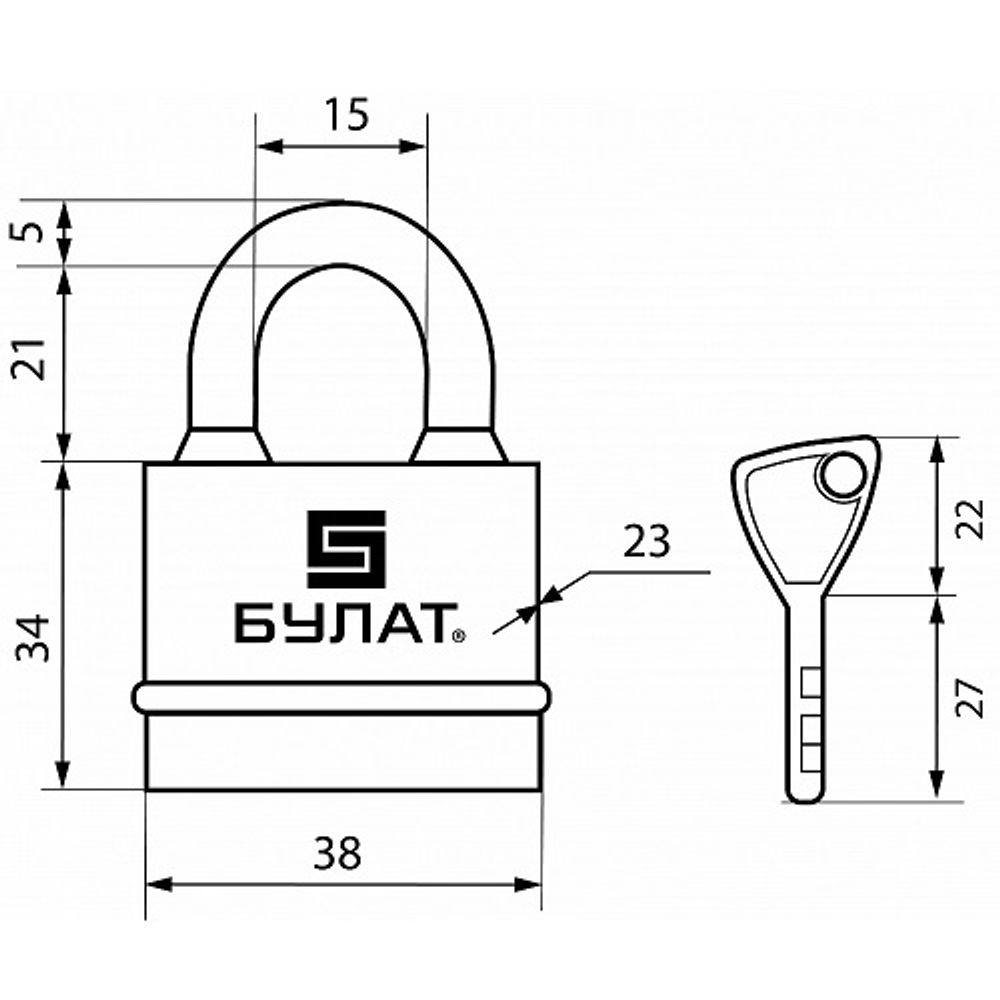 Замок навесной всепогодный БУЛАТ ВС 3-Н35 ПЛ 5кл d5mm