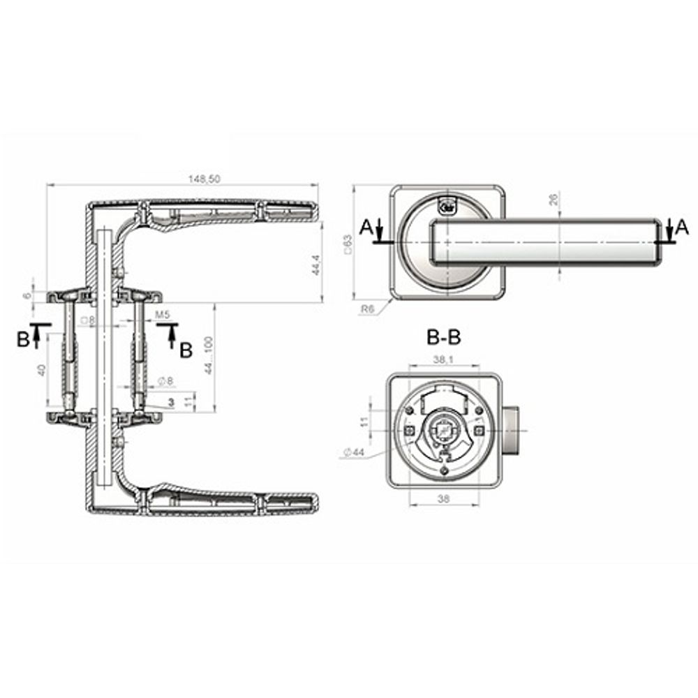 Ручка раздельная КРИТ-М РФ-К73 Хп/Нш хром/никель