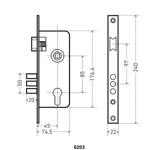 Замок врезной АЛЛЮР 0203 AB ст.бронза