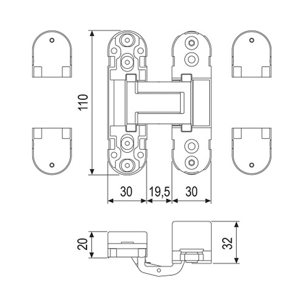 Петля скрытой установки AGB ECLIPSE 2.0 E30200.03.91 (белый) /39669/ (1 шт)