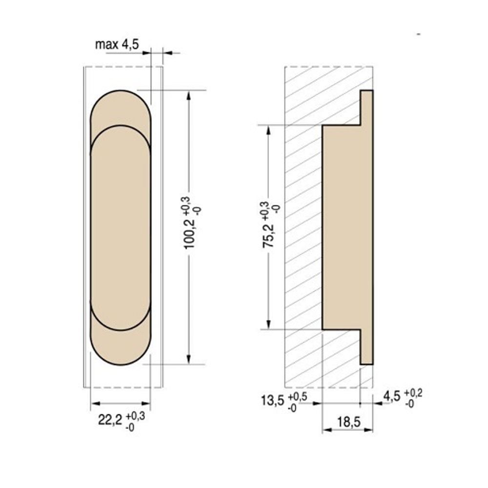 Петля скрытой установки регулируемая CEAM 1129 (100x22мм) COP матовый хром  (1 шт)