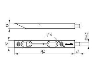 Шпингалет торцевой APECS FB-01-160 G золото