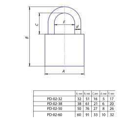 Замок навесной APECS PD-02-60