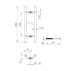 Ручка-скоба FUARO PH-32-45/2000-INOX нержавейка 304 /47957/