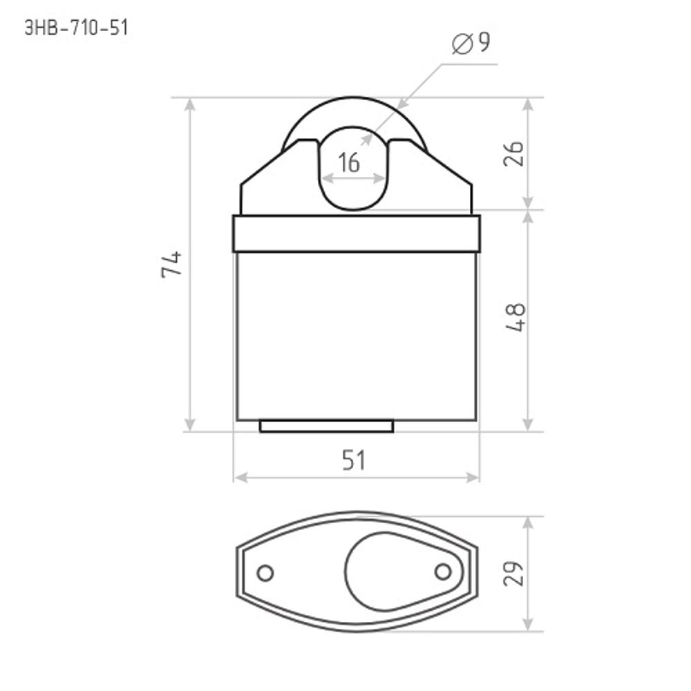 Замок навесной всепогодный НОРА-М ЗНВ-710-51 (4кл.)