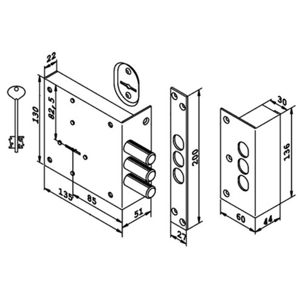 Замок накладной сувальдный KERBEROS 111.11.003 5кл.