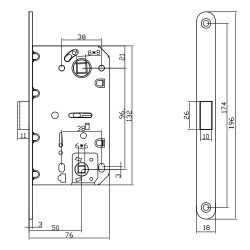 Эскиз защелка магнитная DORMA 950-M WC