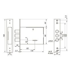 Замок врезной ГАРДИАН ЗВ 80.01 (4кл) (длинный кл. 59 мм)