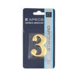 Цифра дверная APECS DN-01-3-Z G золото