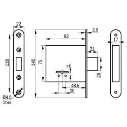 Замок врезной ПРОСАМ 76500 ЗВ8-4С/03 (ригель) планка /5654/