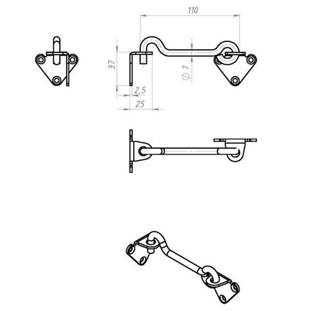 Крючок ветровой КУНГУР КР-110 цинк (1 шт)