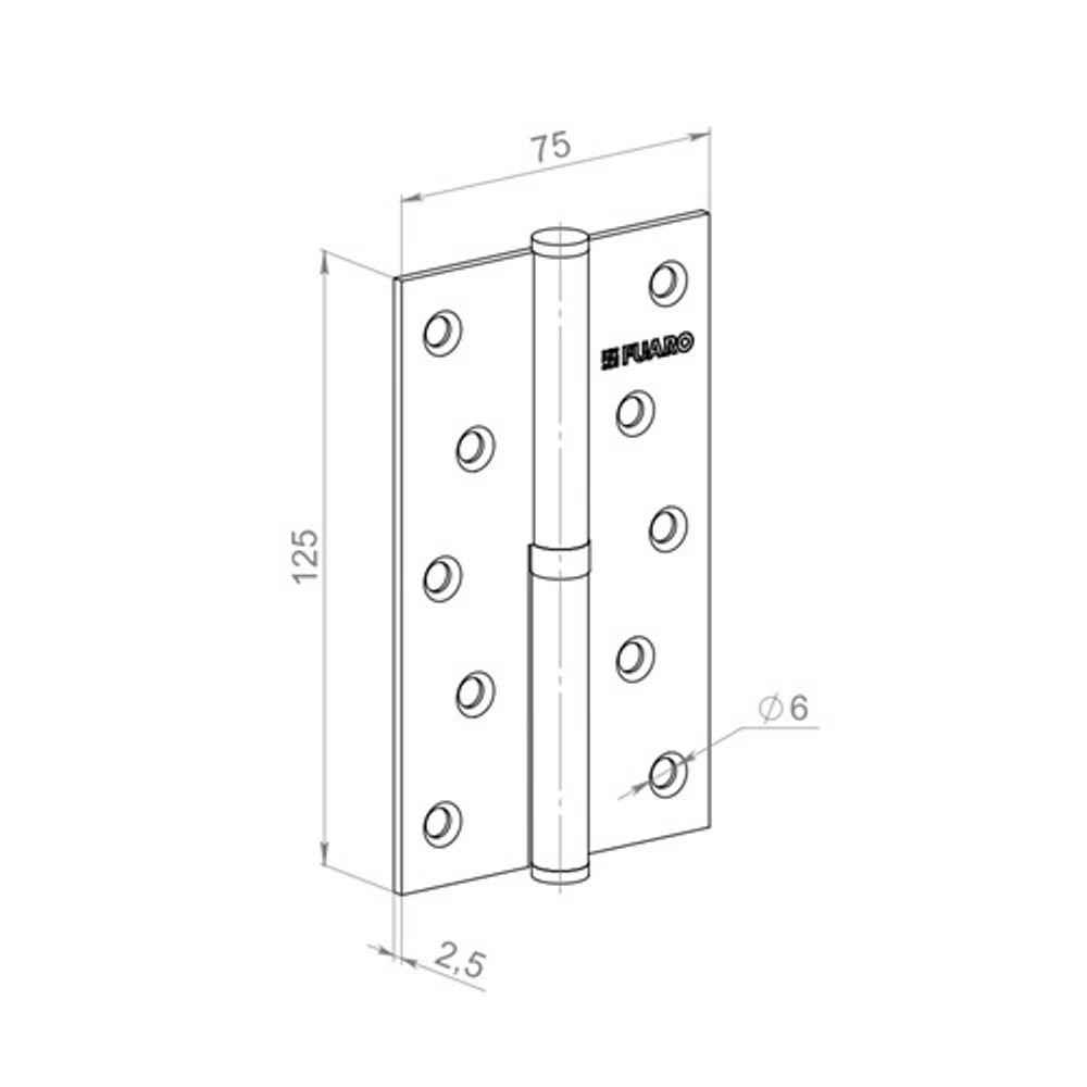 Петля дверная съемная FUARO 413/BL 125х75х2,5 GR L графит левая /61285/ (1шт)