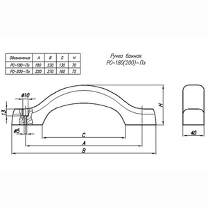 Ручка-скоба НОЭЗ банная РС-200 плоская /58259/