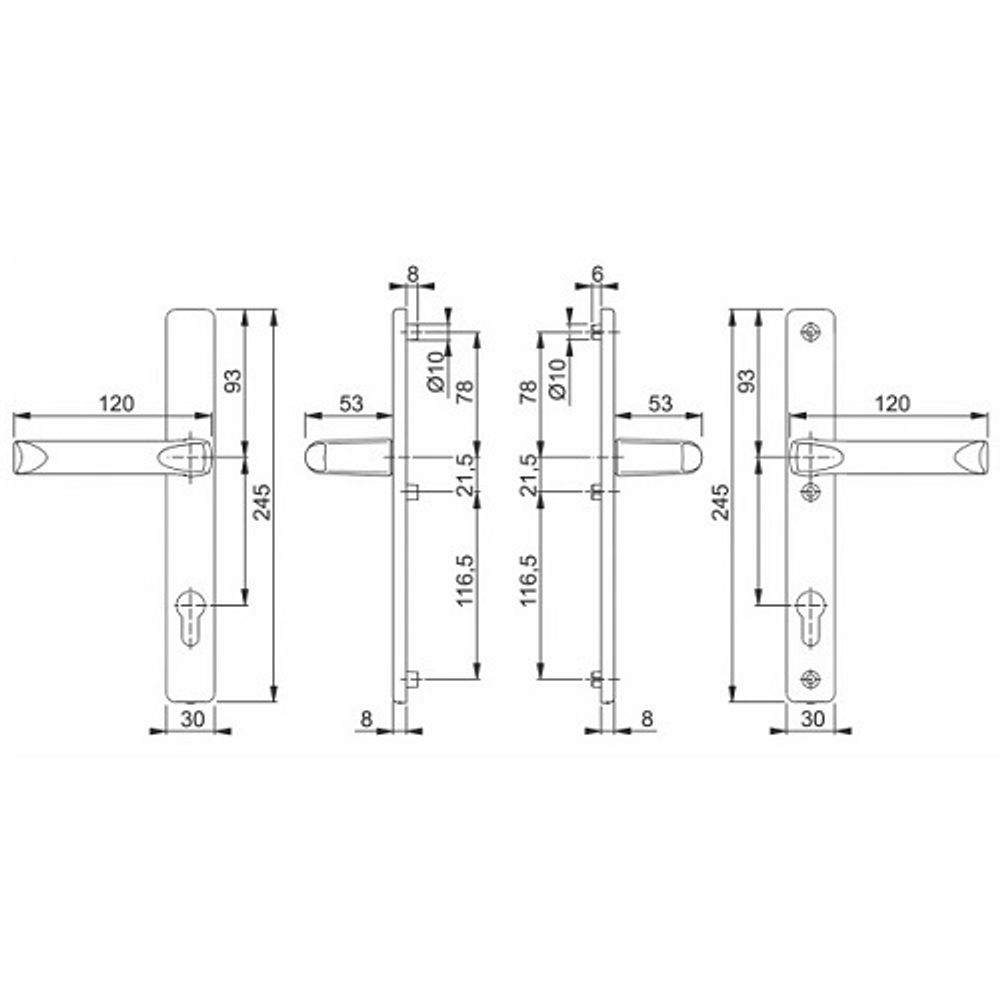 Ручка дверная HOPPE (Германия) 113/2246 (London) PZ92, F1 серебро
