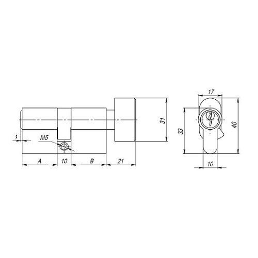 Цилиндровый механизм с вертушкой AJAX AX102/80 (30+10+40) CP хром 5 кл /39847/