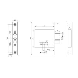 Замок врезной BORDER 76314 ЗВ8-8У/13 (КЛП5-85).У2 ЗАСОВ12 /34151/