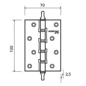 Петля дверная ADDEN BAU 100x70x2.5 4W AGED SILVER античное серебро (1 шт)