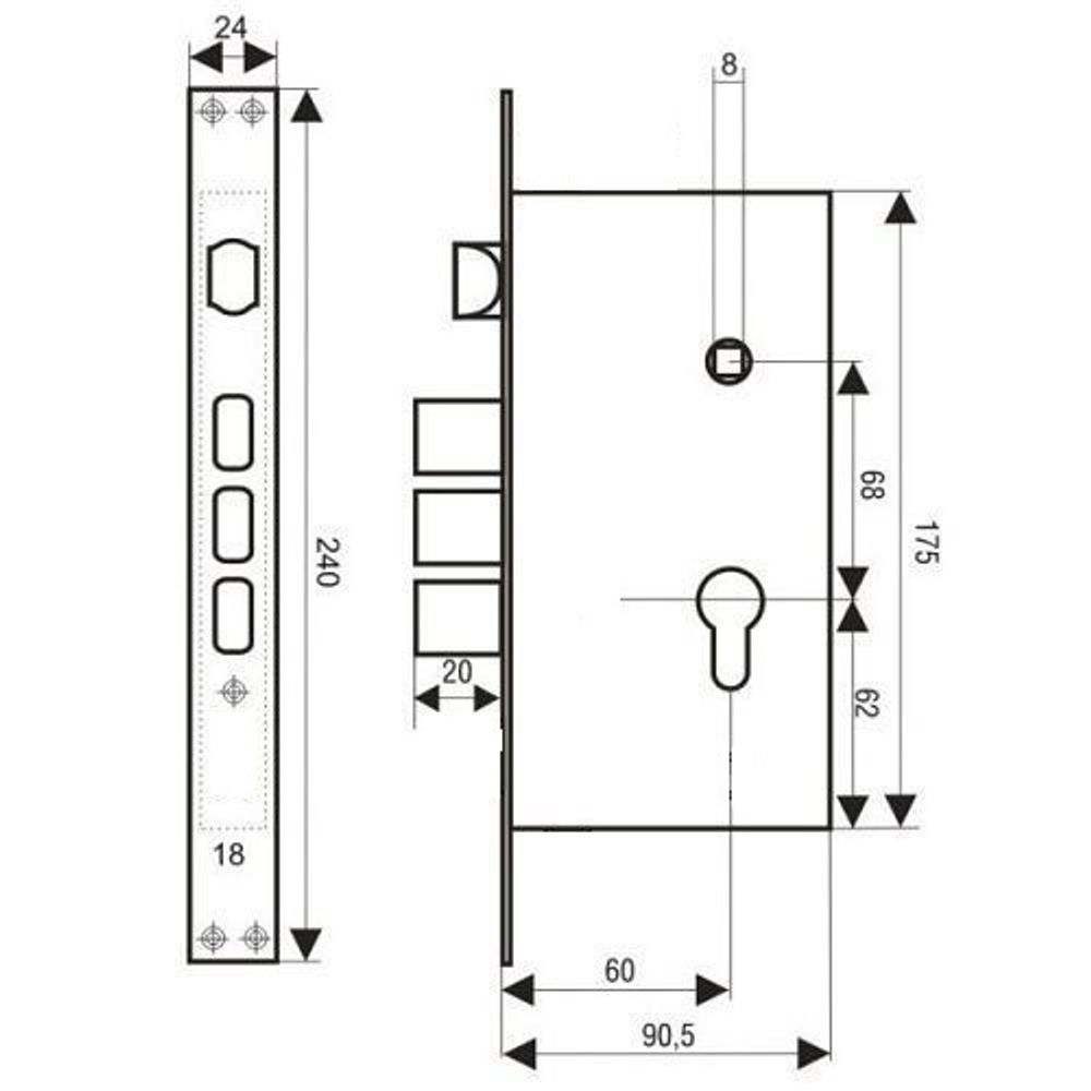 Замок врезной цилиндровый НТО ЛУЧ 632