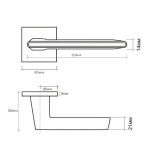 Ручка раздельная ABRISS R21.190 MCP/BL матовый хром/черный