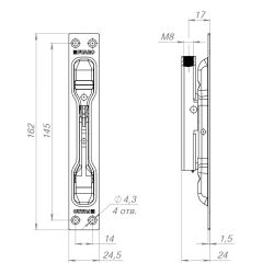 Задвижка торцвевая FUARO TDB 160-24 без ригеля /44857/