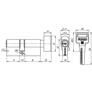 Цилиндровый механизм с вертушкой FUARO R602/90 (40+10+40) CP хром 5кл. /26103/