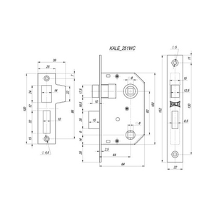 Защелка врезная KALE KILIT 251 WC 44мм никель /1131/
