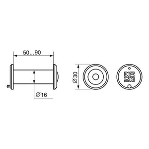 Глазок дверной FUARO DVZ3, 16/200/50-90 GP золото /30265/