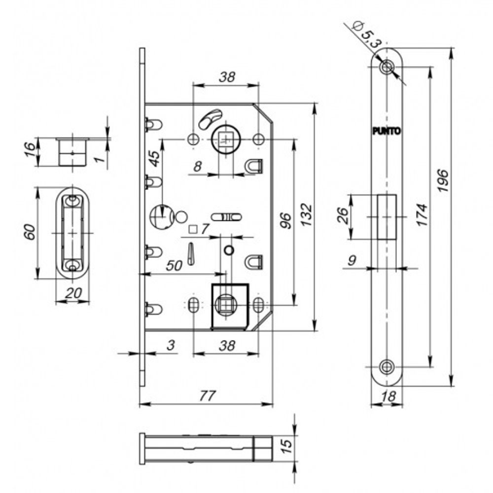 Защелка врезная магнитная PUNTO ML96WC-50/BL SSC-16 сатин.хром /57415/
