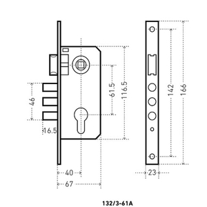 Замок врезной АЛЛЮР 132/3-61A AC ст.медь