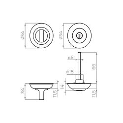 Ручка поворотная с фиксацией ключом AJAX BK6 FIX JR WH-19 белый /49809/