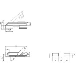Замок мебельный щитовой MS-1925-1KD (ригель изогнутый на 8мм)