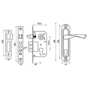 Замок врезной PUNTO KIT P15 4061/3 CRONA AB (бронза) 5кл /41719/