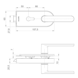 Замок с нажимной ручкой для стеклянной двери ARMADILLO SPACE.GL.LPZ BL (черный) /57925/