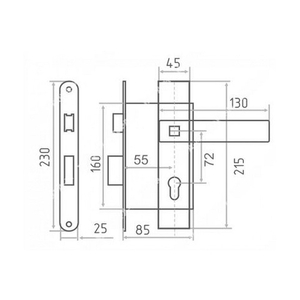 Замок врезной VETTORE 7255-2 SN мат.никель (Мотор Сич ЗВ7)