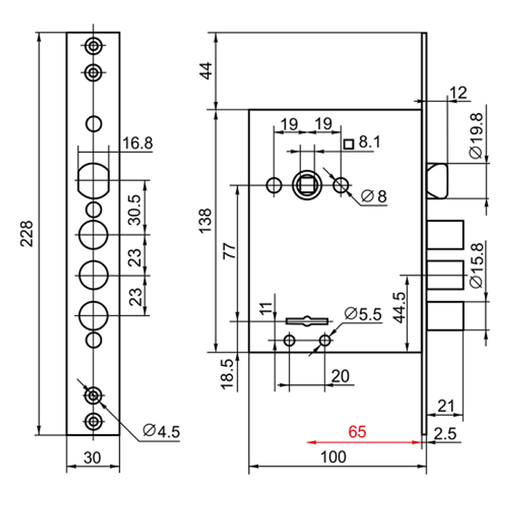 Замок врезной BORDER 87317 (87309) ЗВ9-8Г/15 (КЛП7-97).В21.У2 /29475/