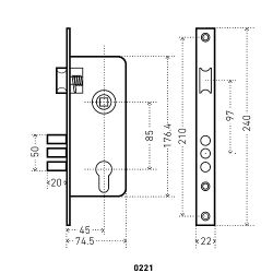 Замок врезной АЛЛЮР 0221 CP хром