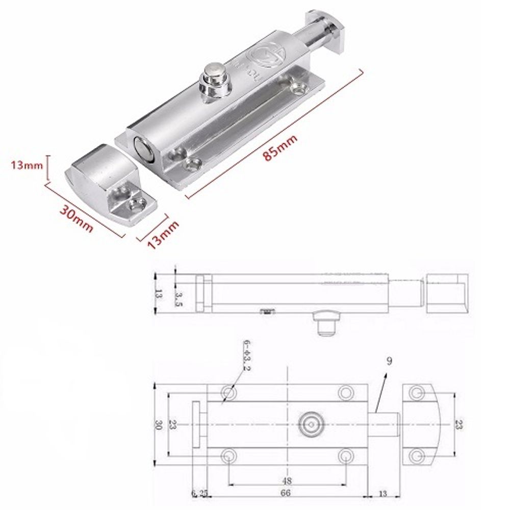 Шпингалет с кнопкой 01.04.02 хром